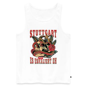 Stuttgart Frau Geschenk es eskaliert eh Stuttgart - Männer Premium Bio Tank Top - Weiß - Vorne - Michal (187cm)