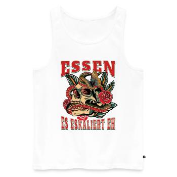 Essen Frau Geschenk es eskaliert eh Essen Frauen - Männer Premium Bio Tank Top - Weiß - Vorne - Michal (187cm)