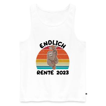 Endlich Rente 2023 - Ruhestand Lustiges Faultier - Männer Premium Bio Tank Top - Weiß - Vorne - Michal (187cm)