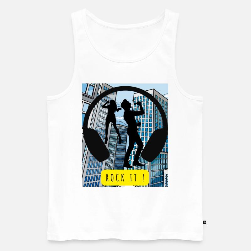 Musik - Rock it! - Männer Premium Bio Tank Top - Weiß