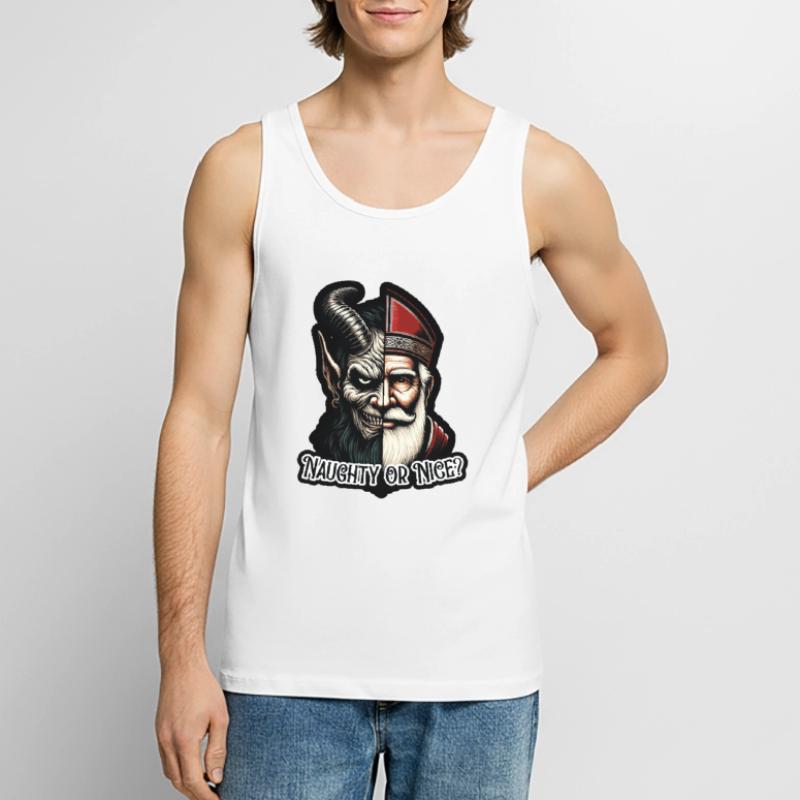 "Frecher oder netter Weihnachtsmann mit zwei Gesichtern VS Krampus Männer Premium Bio Tank Top