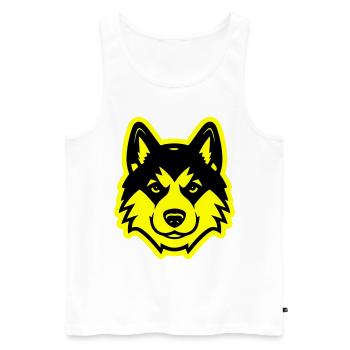 Tête de chien Akita - Débardeur bio Premium Homme - blanc - Devant - Michal (187cm)