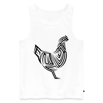 Tatouage tribal de poulet - Débardeur bio Premium Homme - blanc - Devant - AI Model Male 178 light (178cm)