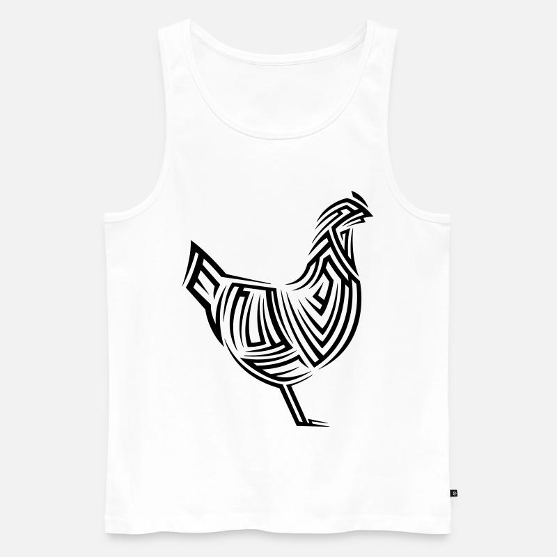 Chicken Tribal Tattoo - Men's Premium Organic Tank Top - white