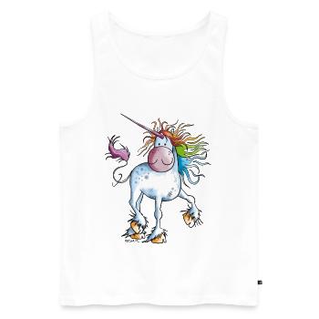 Regenbogen Einhorn - Männer Premium Bio Tank Top - Weiß - Vorne - Michal (187cm)