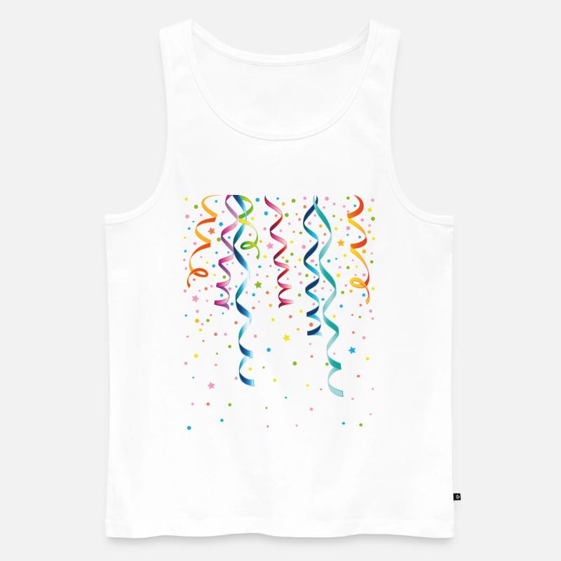 Silvester. Bunte Luftschlangen mit Konfetti. - Männer Premium Bio Tank Top - Weiß