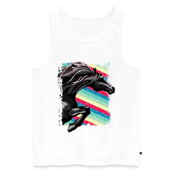 Reiten - Reiter - Reitschule - Pferd - Ross Stute - Männer Premium Bio Tank Top - Weiß - Vorne - Michal (187cm)