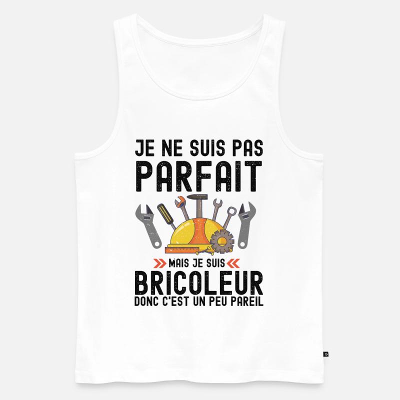 Humour Bricoleur Autodérision - Débardeur bio Premium Homme - blanc