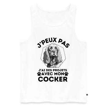 j ai des projets avec mon cocker chien mignon 2 - Débardeur bio Premium Homme - blanc - Devant - Michal (187cm)