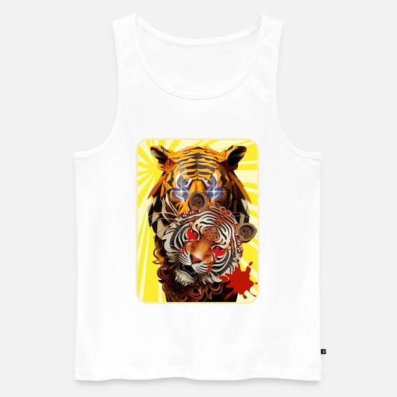 Tiger und Löwe - Männer Premium Bio Tank Top - Weiß