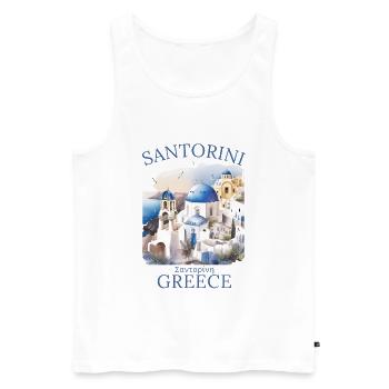 Santorini Greece Landscape - Men's Premium Organic Tank Top - white - Front - AI Model Male 178 light (178cm)