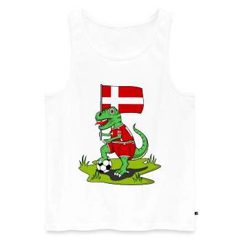 Drapeau du Danemark Dinosaure Rex Football - Débardeur bio Premium Homme - blanc - Devant - Michal (187cm)