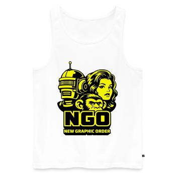 NGO Neon Pop Retro Portraits - Männer Premium Bio Tank Top - Weiß - Vorne - AI Model Male 178 light (178cm)