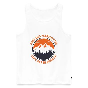 Marmottes des Montagnes Crépuscule - Débardeur bio Premium Homme - blanc - Devant - AI Model Male 178 light (178cm)