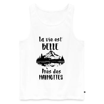 La vie est belle près des marmottes  - Débardeur bio Premium Homme - blanc - Devant - Michal (187cm)