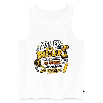 Bricoleur au Hasard avec Expérience - Débardeur bio Premium Homme - blanc - Devant - Michal (187cm)