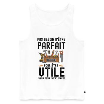 Parfait bricoleur Bricolage  - Débardeur bio Premium Homme - blanc - Devant - Michal (187cm)