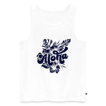 Aloha Hibiscus Hawaii - Männer Premium Bio Tank Top - Weiß - Vorne - AI Model Male 178 light (178cm)