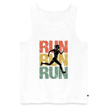 Run Run Run Vintage Runner Mädchen - Männer Premium Bio Tank Top - Weiß - Vorne - AI Model Male 178 light (178cm)