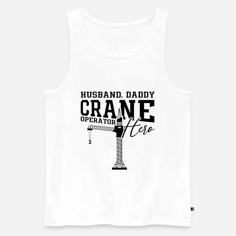 Kranführer Kranfahrer Bauarbeiter Bau Geschenkidee - Männer Premium Bio Tank Top - Weiß