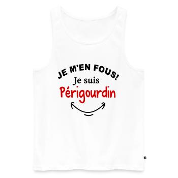 Je m'en fous je suis périgourdin - Débardeur bio Premium Homme - blanc - Devant - Michal (187cm)