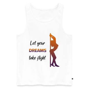 Poledance - Laissez vos rêves prendre leur envol - Débardeur bio Premium Homme - blanc - Devant - AI Model Male 178 light (178cm)