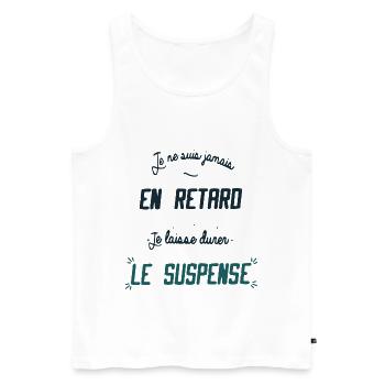 Je ne suis jamais en retard - Débardeur bio Premium Homme - blanc - Devant - Michal (187cm)