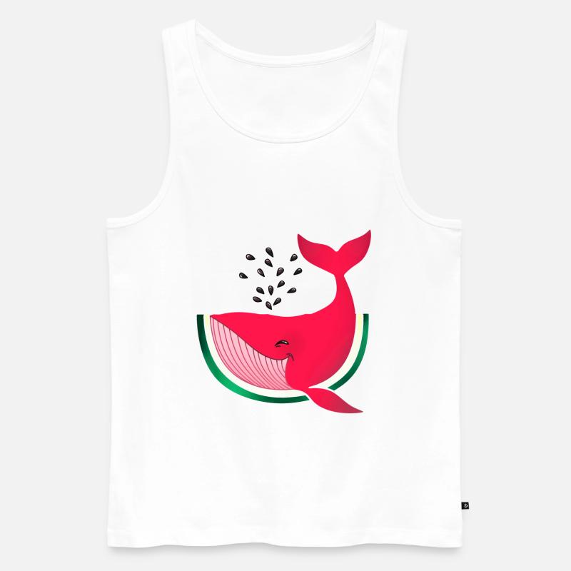 Wassermelone Wal Melonenwal lustig - Männer Premium Bio Tank Top - Weiß