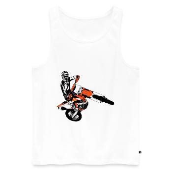 Enduro - Offroad - MotoCross - Supercross - MX - Débardeur bio Premium Homme - blanc - Devant - Michal (187cm)