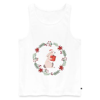 Noël: lapins avec cadeau de Noël - Débardeur bio Premium Homme - blanc - Devant - Michal (187cm)