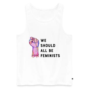 Wir sollten alle Feministinnen sein - Männer Premium Bio Tank Top - Weiß - Vorne - AI Model Male 178 light (178cm)