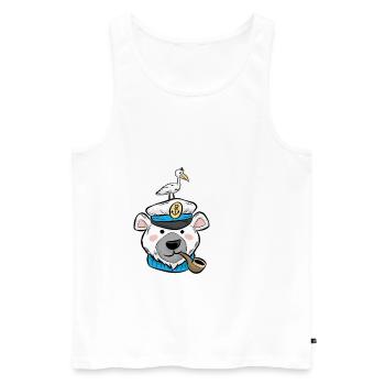 Eisbär Eis Bär Pfeife Möve Kapitän Cartoon Comic - Männer Premium Bio Tank Top - Weiß - Vorne - AI Model Male 178 light (178cm)