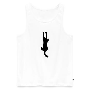Schwarze Katze hängend, Katzenliebhaber - Männer Premium Bio Tank Top - Weiß - Vorne - AI Model Male 178 light (178cm)