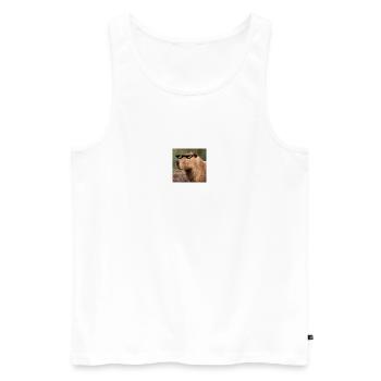 Capybara deal with it - Männer Premium Bio Tank Top - Weiß - Vorne - Michal (187cm)
