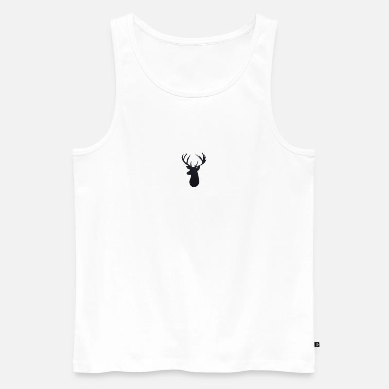 Hirschkopf Silhouette - Männer Premium Bio Tank Top - Weiß