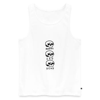 Happy Sad Dead Totenköpfe - Männer Premium Bio Tank Top - Weiß - Vorne - AI Model Male 178 light (178cm)