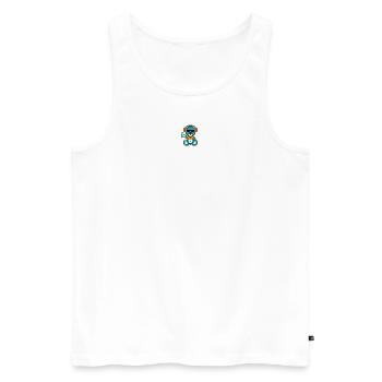 Pixel MiniBear Geek - Men's Premium Organic Tank Top - white - Front - Michal (187cm)