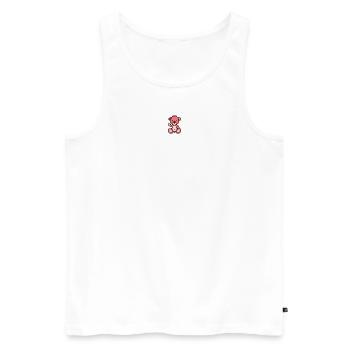 Pixel MiniBär Neonpink - Männer Premium Bio Tank Top - Weiß - Vorne - AI Model Male 178 light (178cm)