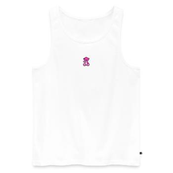 Pixel MiniBär Neon Magenta - Männer Premium Bio Tank Top - Weiß - Vorne - AI Model Male 178 light (178cm)