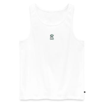 Pixel MiniBear Pastel Cyan - Débardeur bio Premium Homme - blanc - Devant - Michal (187cm)