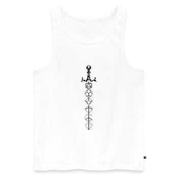 Épée de dés de donjon - Débardeur bio Premium Homme - blanc - Devant - AI Model Male 178 light (178cm)