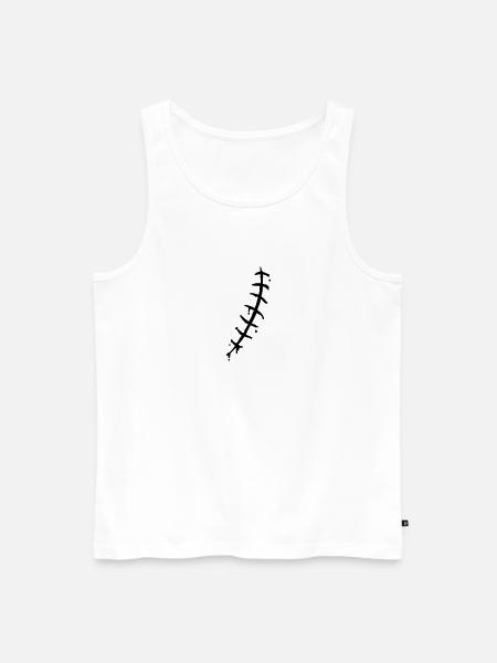 Gruselige genähte Narbe mit Blutstropfen - Männer Premium Bio Tank Top - Weiß