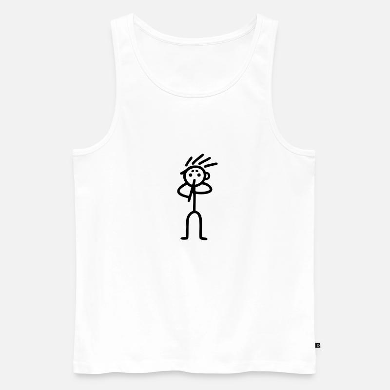 Strichmännchen Flöter - Männer Premium Bio Tank Top - Weiß