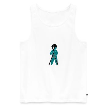 Un ingénieur sur un chantier de construction - Débardeur bio Premium Homme - blanc - Devant - AI Model Male 178 light (178cm)