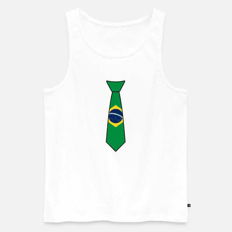 Brasilien-Krawatte – Flaggendesign - Männer Premium Bio Tank Top - Weiß