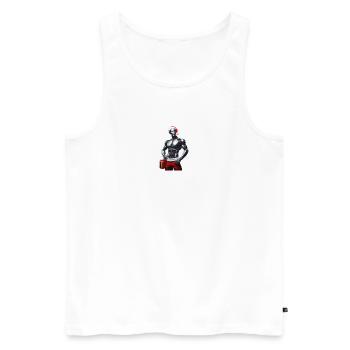 Cyber robot with Santa hat and gift - Men's Premium Organic Tank Top - white - Front - AI Model Male 178 light (178cm)
