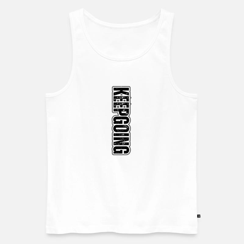 KEEP GOING – Motivational Vertical Pattern - Men's Premium Organic Tank Top - white