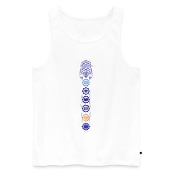 Spiritualität Meditation Heilige Geometrie Lotus - Männer Premium Bio Tank Top - Weiß - Vorne - Michal (187cm)