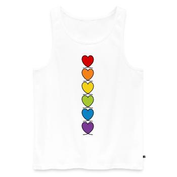 LGBT CSD LGBTQ+ HERZ REGENBOGEN HERZEN PRIDE MONTH - Männer Premium Bio Tank Top - Weiß - Vorne - Michal (187cm)