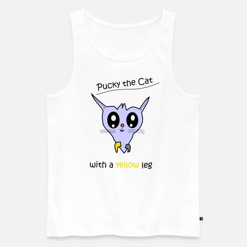 Pucky the cat - Männer Premium Bio Tank Top - Weiß